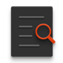 Illustration of a magnifying glass with text